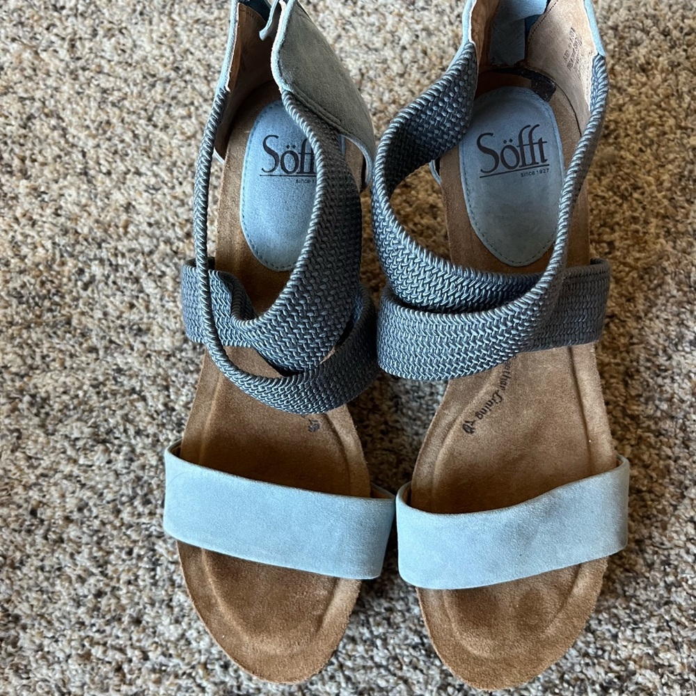 SOFFT brand denim blue wedges
